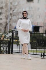 Kadın Siyah Tesettür Büyük Beden Taş Baskı Sweatshirt