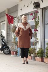 Kadın Siyah Krep Fermuarlı Tunik