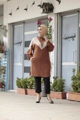 Kadın Siyah Krep Fermuarlı Tunik