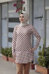 Kare Desen Tunik Pantolon Takım