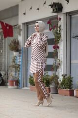 Kare Desen Tunik Pantolon Takım
