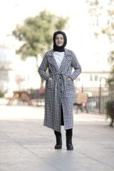 Kaz Ayağı Desenli Kap Kaban