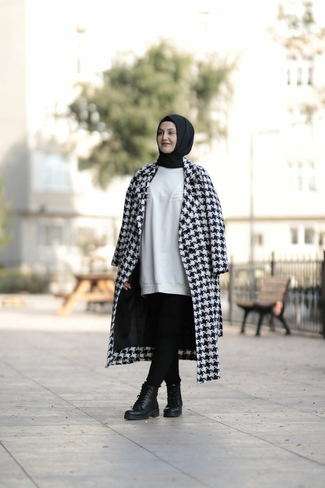 Kaz Ayağı Desen Kap Kaban