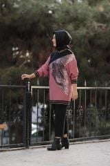 Büyük Beden Yılan Desen Detay Tunik