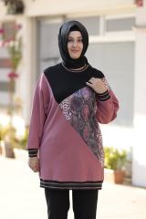 Büyük Beden Yılan Desen Detay Tunik
