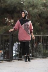 Büyük Beden Yılan Desen Detay Tunik