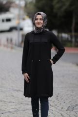 Siyah Sweatshirt Tunik
