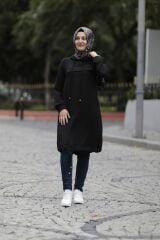 Siyah Sweatshirt Tunik