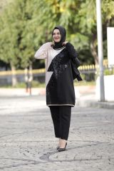 Payetli Scuba Krep Kumaş Tunik