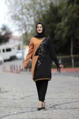 Payetli Scuba Krep Kumaş Tunik