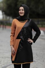 Payetli Scuba Krep Kumaş Tunik
