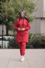 Kadın Beyaz Büyük Beden Cepli Eşofman Takım