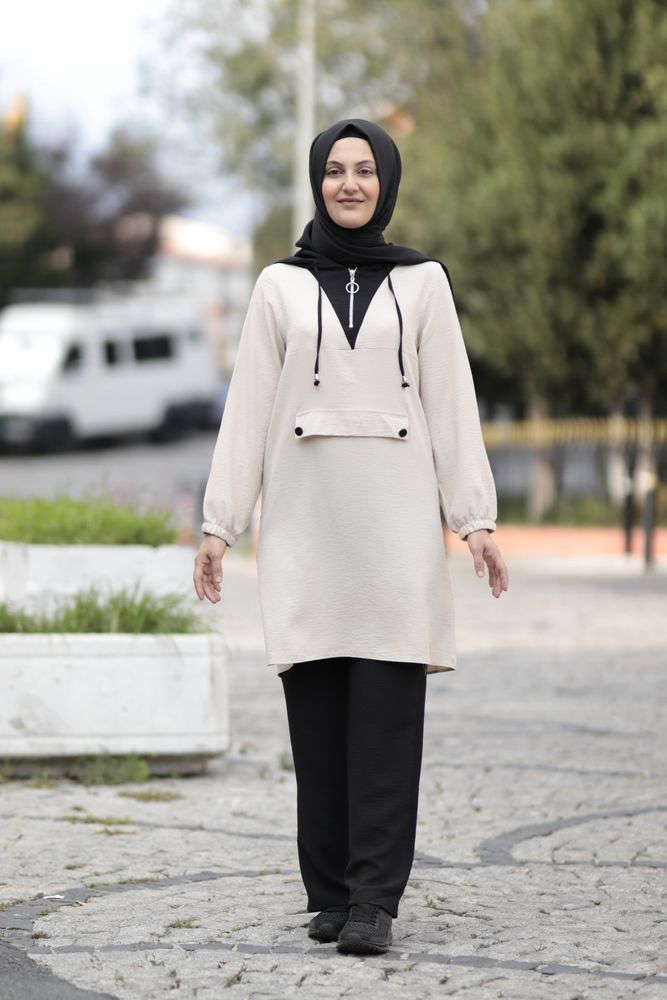 Kapüşonlu Spor Tunik Pantolon Takım