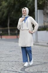 Kapüşonlu Spor Tunik Pantolon Takım