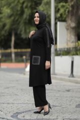Büyük Beden Kolu Simli Tunik