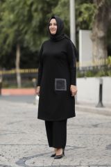 Büyük Beden Kolu Simli Tunik
