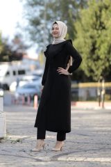 Fırfır Detay Belden Bağlamalı Tunik Pantolon Takım