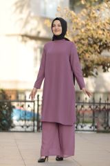 Şifon Gül Kurusu Tunik Pantolon Takım