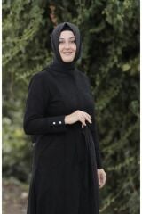 Büyük Beden Spor Belden Bağlamalı Ferace SİYAH - 52