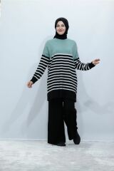 Çizgili Desen Tunik Pantolon Takım