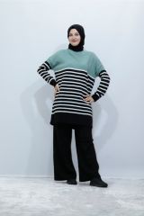 Çizgili Desen Tunik Pantolon Takım