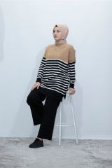 Çizgili Desen Tunik Pantolon Takım