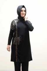 Büyük Beden Taş Baskı Detay Tunik