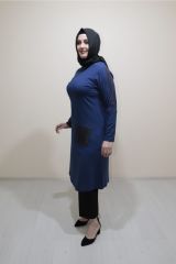 Büyük Beden Kolu Simli Şeritli Tunik