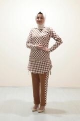 Kare Desen Tunik Pantolon Takım