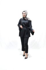 Belden Bağlamalı Tunik Pantolon Takım