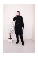 Kadın Siyah Ayrobin Kumaş Sweat Tunik