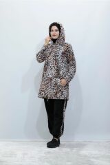 Kapüşonlu Leopar Desen Eşofman Takım SİYAH - 44