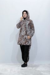 Kapüşonlu Leopar Desen Eşofman Takım SİYAH - 38