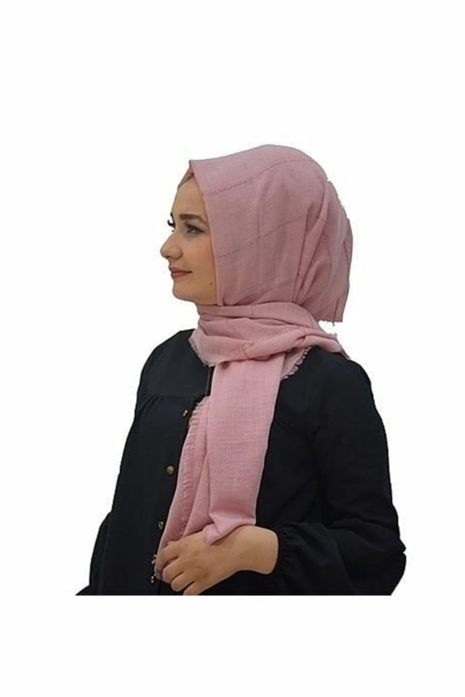 Kadın Pudra Çizgi Desen Şal