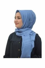 Kadın Mavi Kare Desen Şal