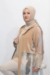KREA GARNİLİ KAPÜŞONLU VİSCON EMPİRME FİLE GİY ÇIK KAP CEKET