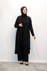 PULPAYET ŞİFON CEKETLİ ÜÇLÜ ABİYE TAKIM
