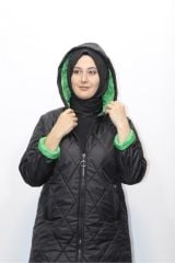 BÜYÜK BEDEN İÇİ RENKLİ FERMUARLI KAPİTONE MONT
