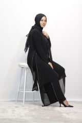 BÜYÜK BEDEN TAŞLI ASTARLI ŞİFON TUNİK PANTOLON İKİLİ ABİYE TAKIM