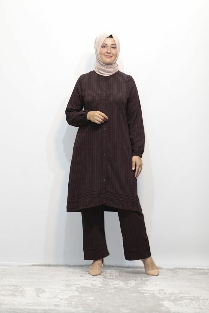 JAKAR NERVÜRLÜ DÜĞMELİ TUNİK PANTOLON İKİLİ TAKIM