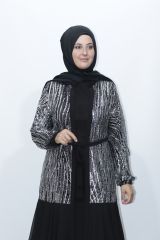 GLİTER PAYETLİ KAT KAT ŞİFON ABİYE ABAYA TAKIM