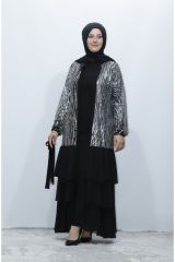 GLİTER PAYETLİ KAT KAT ŞİFON ABİYE ABAYA TAKIM