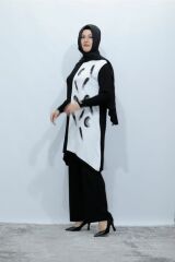 Büyük Beden Merserize Soğuk Rayon Iplik Perfect Triko Sim Baskılı Tunik Pantolon Ikili Takım