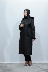 Kürklü Kapitone Kapişonlu Fermuarlı Mont Kaban