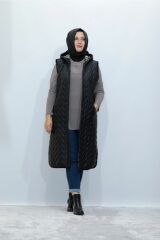 Zebra Desen Kürklü Kapitone Düğmeli Yelek