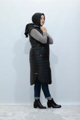 Zebra Desen Kürklü Kapitone Düğmeli Yelek