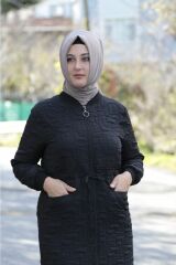 Büyük Beden Jakar Kapitone Fermuarlı Ribanalı Giy Çık Kap
