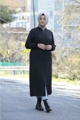 Büyük Beden Jakar Kapitone Fermuarlı Ribanalı Giy Çık Kap