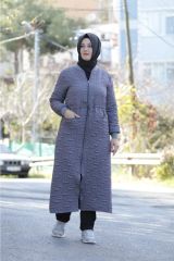 Büyük Beden Jakar Kapitone Fermuarlı Ribanalı Giy Çık Kap