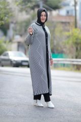 Büyük Beden Cotonit Pike Empirme Uzun Triko Hırka